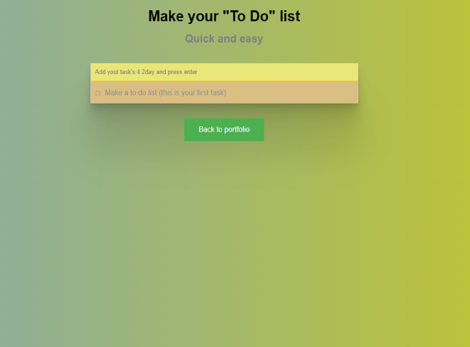 screenshot of todo list website